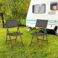 Set of 2 Folding Patio Rattan Portable Dining Chairs - Gallery View 8 of 16