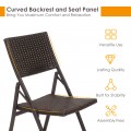 Set of 2 Folding Patio Rattan Portable Dining Chairs - Gallery View 5 of 16