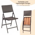 Set of 2 Folding Patio Rattan Portable Dining Chairs - Gallery View 15 of 16