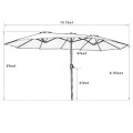 15 Feet Double-Sided Outdoor Patio Umbrella with Crank without Base