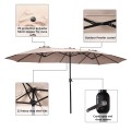 15 Feet Double-Sided Outdoor Patio Umbrella with Crank without Base