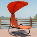 Chaise Lounge Swing with Wide Canopy Sun Shade and Soft Cushion