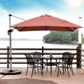 10 Feet 360° Tilt Aluminum Square Patio Umbrella without Weight Base - Gallery View 47 of 80