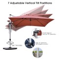 10 Feet 360° Tilt Aluminum Square Patio Umbrella without Weight Base - Gallery View 51 of 80