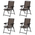 4 Pieces Folding Dining Chairs with Steel Armrests and Sling Back - Gallery View 3 of 11