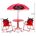 Kids Patio Folding Table and Chairs Set Beetle with Umbrella - Gallery View 10 of 16