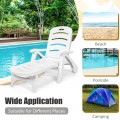 5 Position Adjustable Folding Lounger Chaise Chair on Wheels