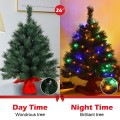 26 Inch Pre-Lit Tabletop Artificial 8 Flash Modes Christmas Tree
