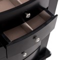 Wood Mirrored Jewelry Storage Chest Cabinet