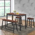 4 pcs Solid Wood Counter Height Dining Table Set - Gallery View 5 of 11