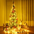 6 Feet Pre-lit Spruce Christmas Tree with Light and Ribbon