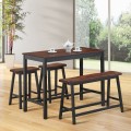 4 pcs Solid Wood Counter Height Dining Table Set - Gallery View 6 of 11