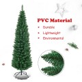 PVC Artificial Slim Pencil National Christmas Tree with Metal Stand