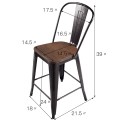 Set of 4 Industrial Metal Counter Stool Dining Chairs with Removable Backrest - Gallery View 5 of 23