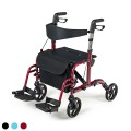 2-in-1 Adjustable Folding Handle Rollator Walker with Storage Space - Gallery View 3 of 35