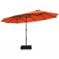 15 Feet Double-Sided Patio Umbrella with 12-Rib Structure - Gallery View 63 of 66