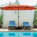 15 Feet Double-Sided Patio Umbrella with 12-Rib Structure - Gallery View 62 of 66