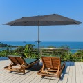 15 Feet Double-Sided Patio Umbrella with 12-Rib Structure - Gallery View 34 of 66