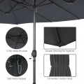 15 Feet Double-Sided Patio Umbrella with 12-Rib Structure - Gallery View 38 of 66