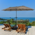 15 Feet Double-Sided Patio Umbrella with 12-Rib Structure - Gallery View 23 of 66