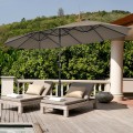 15 Feet Double-Sided Patio Umbrella with 12-Rib Structure - Gallery View 28 of 66