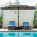 15 Feet Double-Sided Patio Umbrella with 12-Rib Structure - Gallery View 29 of 66