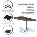 15 Feet Double-Sided Patio Umbrella with 12-Rib Structure - Gallery View 27 of 66