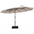 15 Feet Double-Sided Patio Umbrella with 12-Rib Structure - Gallery View 19 of 66