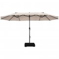 15 Feet Double-Sided Patio Umbrella with 12-Rib Structure - Gallery View 14 of 66