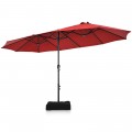 15 Feet Double-Sided Patio Umbrella with 12-Rib Structure - Gallery View 8 of 66