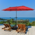 15 Feet Double-Sided Patio Umbrella with 12-Rib Structure - Gallery View 1 of 66