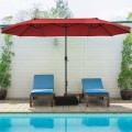 15 Feet Double-Sided Patio Umbrella with 12-Rib Structure - Gallery View 7 of 66
