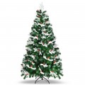 6/7 Feet Unlit Snowy Christmas Tree with Mixed Tips and Red Berries - Gallery View 12 of 18