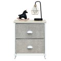 Sturdy Steel Frame Nightstand with Fabric Drawers - Gallery View 4 of 25