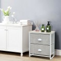Sturdy Steel Frame Nightstand with Fabric Drawers - Gallery View 3 of 25