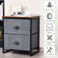 Sturdy Steel Frame Nightstand with Fabric Drawers - Gallery View 22 of 25