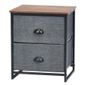 Sturdy Steel Frame Nightstand with Fabric Drawers - Gallery View 19 of 25