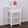 2 Pieces 3 Tiers Wood Nightstand Set with 1 Drawer and 2 Basket - Gallery View 1 of 19