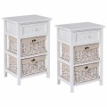 2 Pieces 3 Tiers Wood Nightstand Set with 1 Drawer and 2 Basket - Gallery View 3 of 19