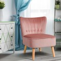 Modern Armless Velvet Accent Chair with Button Tufted and Wood Legs - Gallery View 1 of 36