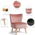 Modern Armless Velvet Accent Chair with Button Tufted and Wood Legs - Gallery View 9 of 36