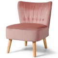 Modern Armless Velvet Accent Chair with Button Tufted and Wood Legs - Gallery View 4 of 36