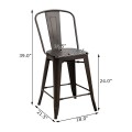 Set of 4 Industrial Metal Counter Stool Dining Chairs with Removable Backrest - Gallery View 15 of 23