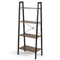 4-Tier Industrial Ladder Shelf with Metal Frame - Gallery View 3 of 11