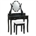 10 Dimmable Lights Vanity Table Set with Lighted Mirror and Cushioned Stool - Gallery View 26 of 34