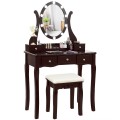 10 Dimmable Lights Vanity Table Set with Lighted Mirror and Cushioned Stool - Gallery View 19 of 34