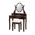 10 Dimmable Lights Vanity Table Set with Lighted Mirror and Cushioned Stool - Gallery View 16 of 34
