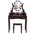 10 Dimmable Lights Vanity Table Set with Lighted Mirror and Cushioned Stool - Gallery View 20 of 34