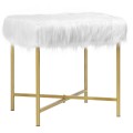 Luxurious Faux Fur Covered Footrest Stool with Gold Metal Base - Gallery View 24 of 35