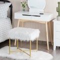 Luxurious Faux Fur Covered Footrest Stool with Gold Metal Base - Gallery View 30 of 35